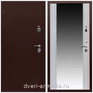 Входные двери с зеркалом и теплоизоляцией, Дверь входная утепленная Армада Люкс Антик медь / МДФ 16 мм СБ-16 Сандал белый