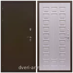 Двери в деревянный дом, Дверь недорогая входная в дом с утеплением Армада Термо Молоток коричневый/ МДФ 16 мм ФЛ-183 Дуб белёный в коридор