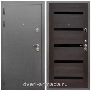 Темные входные двери, Дверь входная Армада Оптима Антик серебро / МДФ 16 мм СБ-14 Эковенге стекло черное