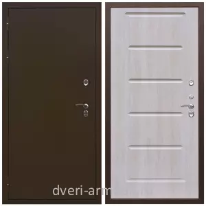 Коричневые входные двери, Металлическая коричневая дверь входная уличная в дом Армада Термо Молоток коричневый / МДФ 16 мм ФЛ-39 Дуб филадельфия крем для дачи эконом класса