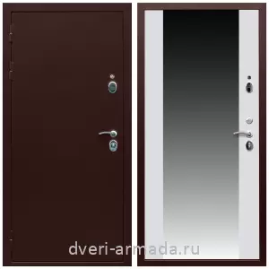 Входные двери с зеркалом и теплоизоляцией, Дверь входная Армада Люкс Антик медь / МДФ 16 мм СБ-16 Белый матовый
