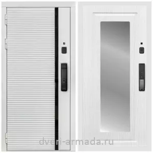 Входные двери Эврика, Умная входная смарт-дверь Армада Каскад WHITE МДФ 10 мм Kaadas K9 / МДФ 16 мм ФЛЗ-120 Ясень белый