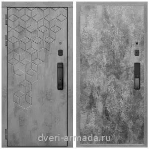 Входные двери Экстра, Дверь входная Армада Квадро МДФ 16 мм Kaadas K9 / МДФ 6 мм ПЭ Цемент темный