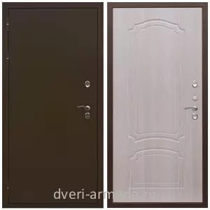 Коричневые входные двери, Металлическая коричневая дверь входная уличная для загородного дома Армада Термо Молоток коричневый/ МДФ 6 мм ФЛ-140 Дуб белёный морозостойкая