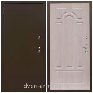 Коричневые входные двери, Металлическая коричневая дверь входная стальная уличная в частный дом Армада Термо Молоток коричневый/ МДФ 16 мм ФЛ-58 Дуб белёный